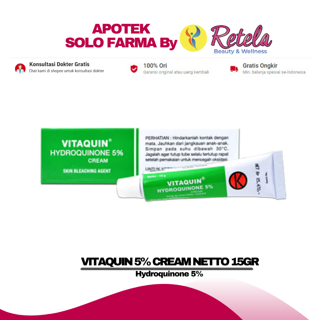 Jual VITAQUIN 5 CREAM 15GR ( Hydroquinone 5 ) Shopee Indonesia