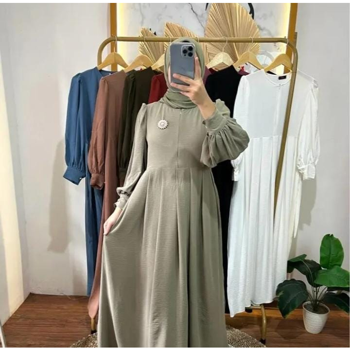 Jual Dres Harian Gamis Formal Warna Hijau Sage Original Branded 2024