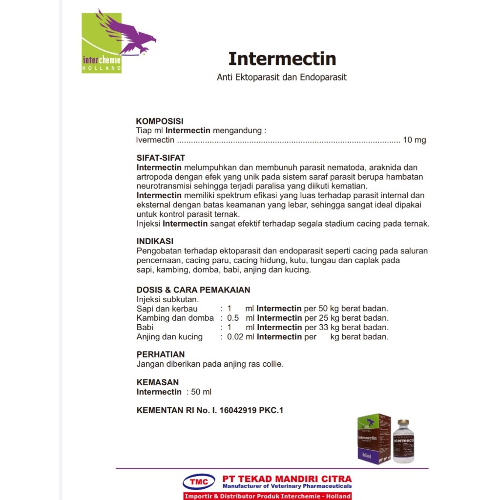 Jual Intermectin Injeksi 50 ml. Efektif untuk Pengobatan Penyakit ...