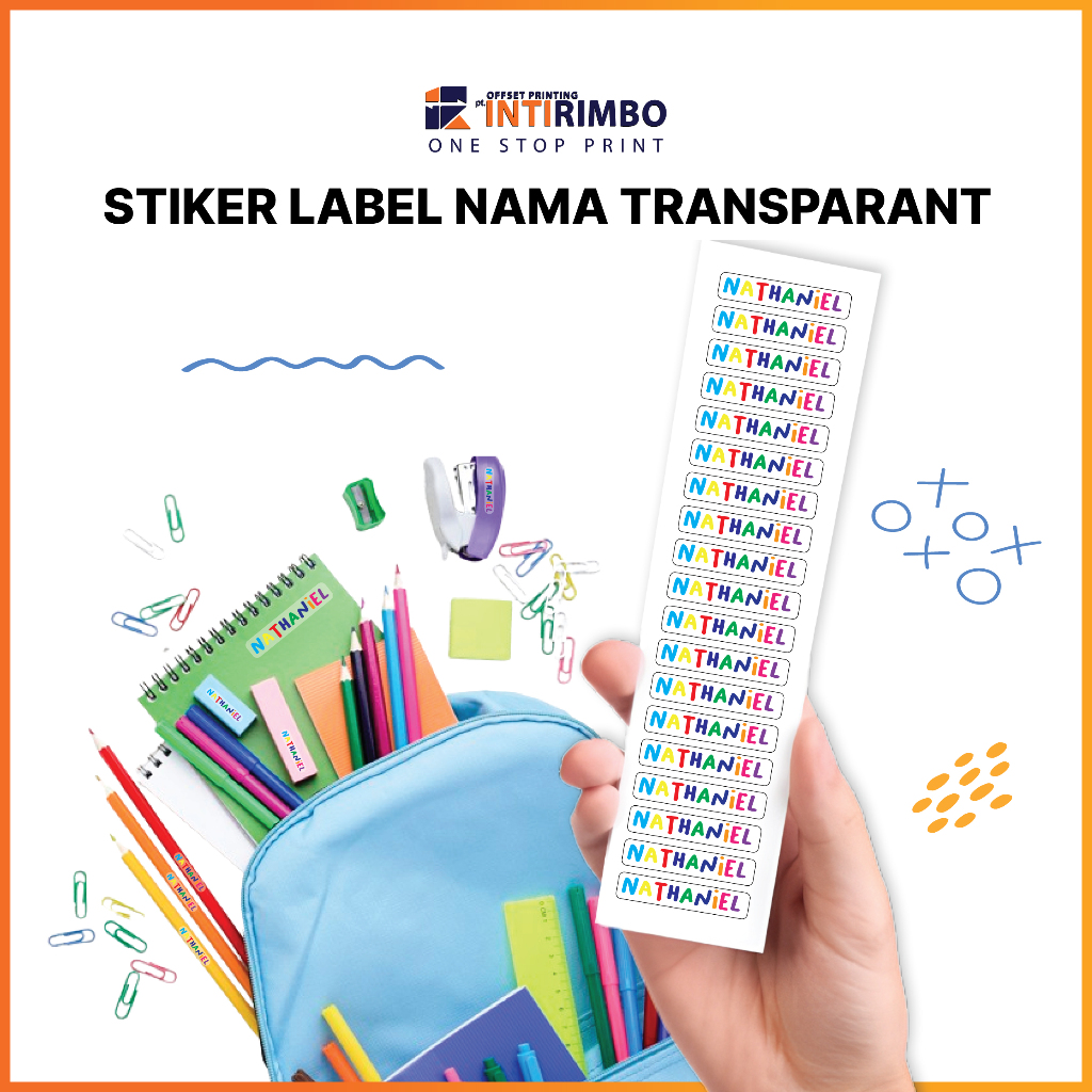 Jual INTI RIMBO - STIKER LABEL NAMA TRANSPARANT / CUSTOM BUKU STICKER ...