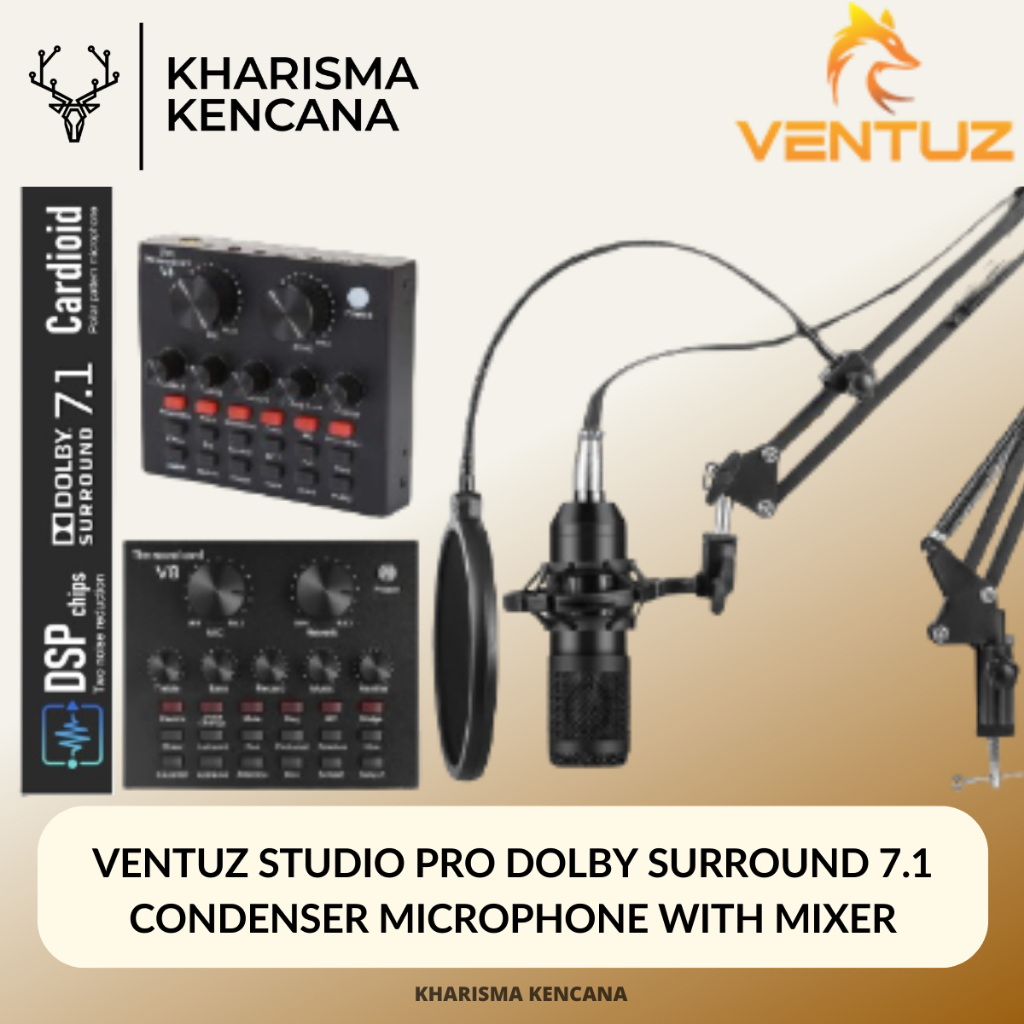 Jual VENTUZ STUDIO PRO DOLBY SURROUND 7.1 CONDENSER MICROPHONE WITH ...