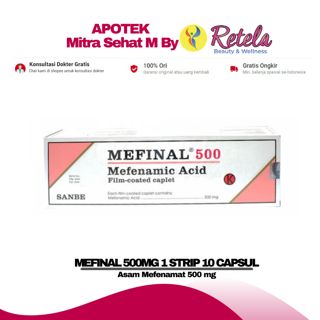 Jual MEFINAL 500MG 1 STRIP 10 CAPSUL ( ASAM MEFENAMAT 500 MG ) | Shopee