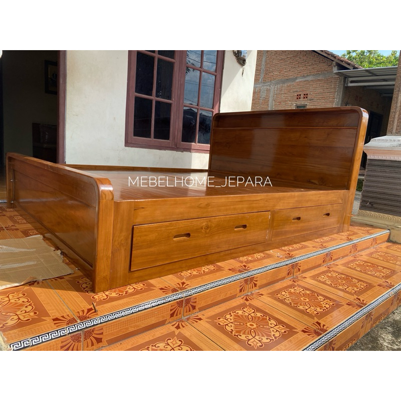 Jual dipan custom jati uk 160x200 natural gloss | Shopee Indonesia