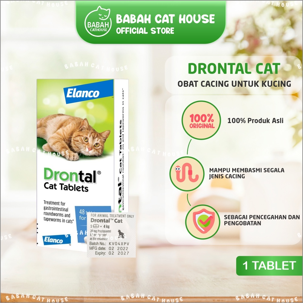 Jual DRONTAL CAT Asli Original Obat Cacing Kucing Anak Kitten Ampuh