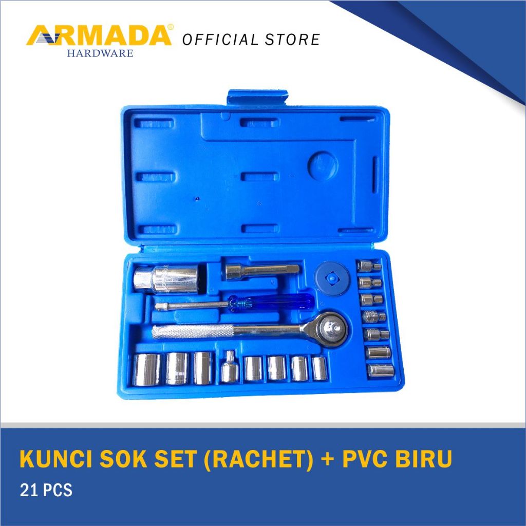 Jual ARMADA Kunci Sok Set 21 pcs Box PVC Kunci Shock 21 pcs Socket ...