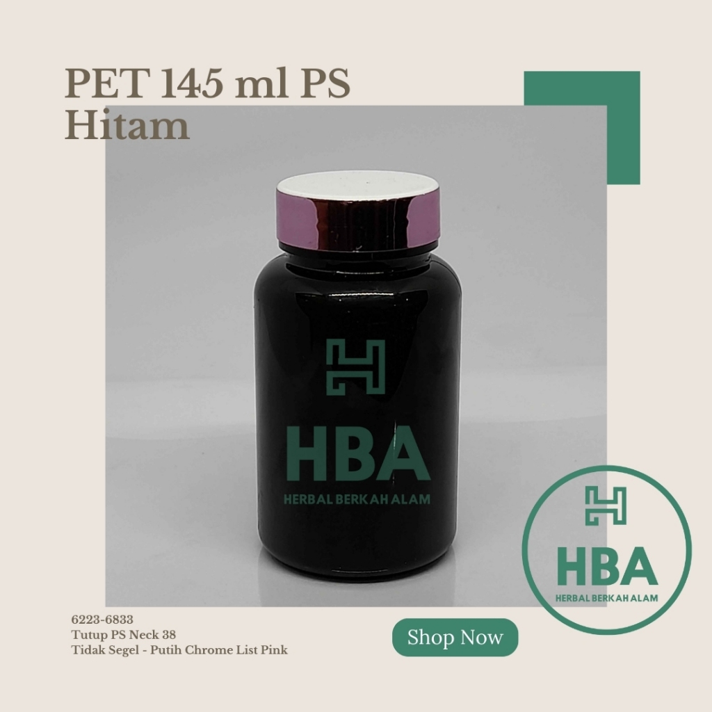 Jual Botol Obat 145 ml Hitam Tutup Putih List Full Pink / Botol Obat ...