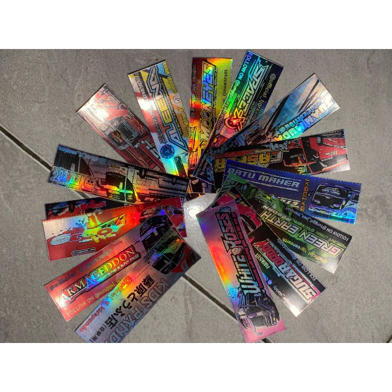 Jual 15 kotak sticker bus basuri artis anti air campur/ sticker bus ...