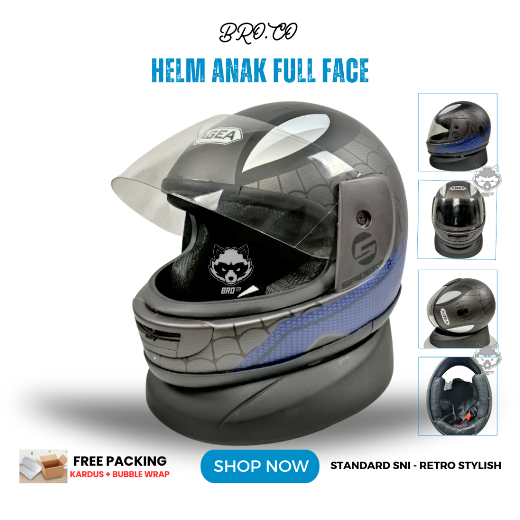 HELM FULL FACE ANAK ANAK KLASIK JUNIOR PREMIUM STANDARD SNI SPIDERMAN RED  GLOSSY BROKIDS UNTUK LAKI-LAKI DAN PEREMPUAN (COWOK-CEWEK) USIA