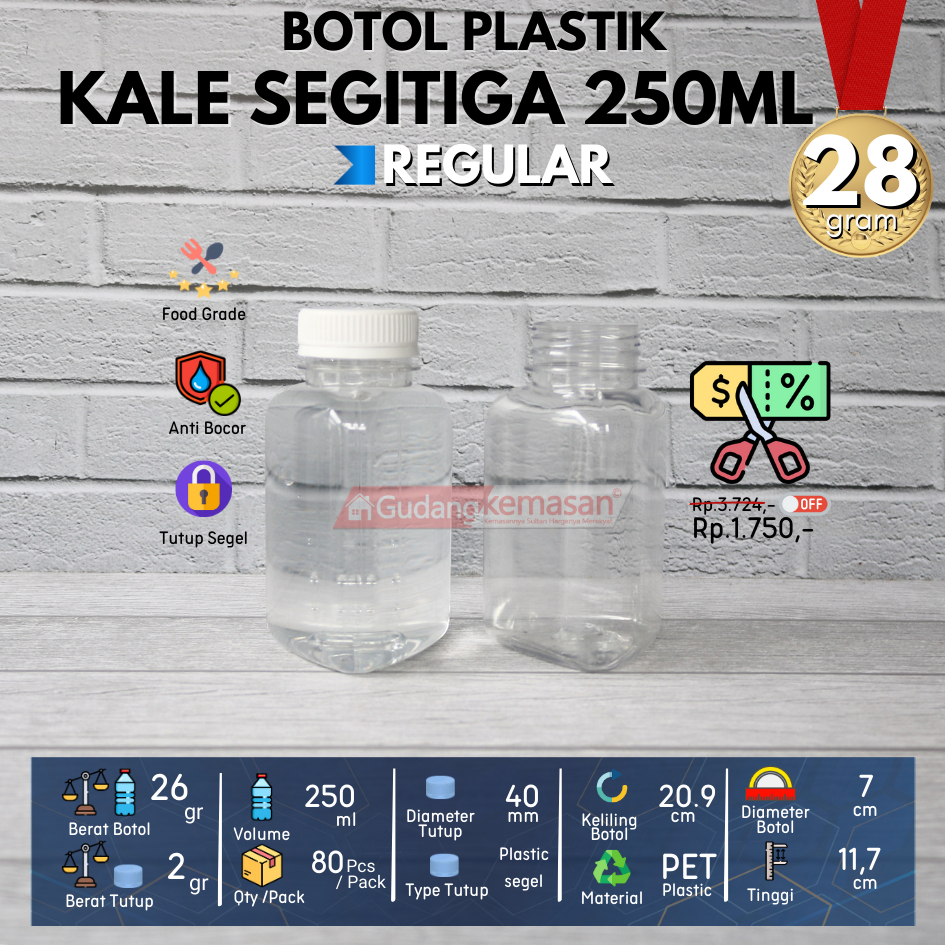 Jual BOTOL PLASTIK 250ML KALE SEGITIGA TUTUP WARNA - WARNI - FLASH ...