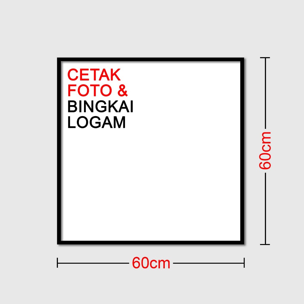 Jual Paket Cetak Foto + Frame Bingkai Aluminium 60x60cm Photo Print