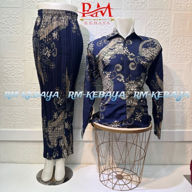 Jual Baju Batik Couple Set Batik Couple Rok Plisket Batik Couple Kemeja Batik Pria Lengan 8754