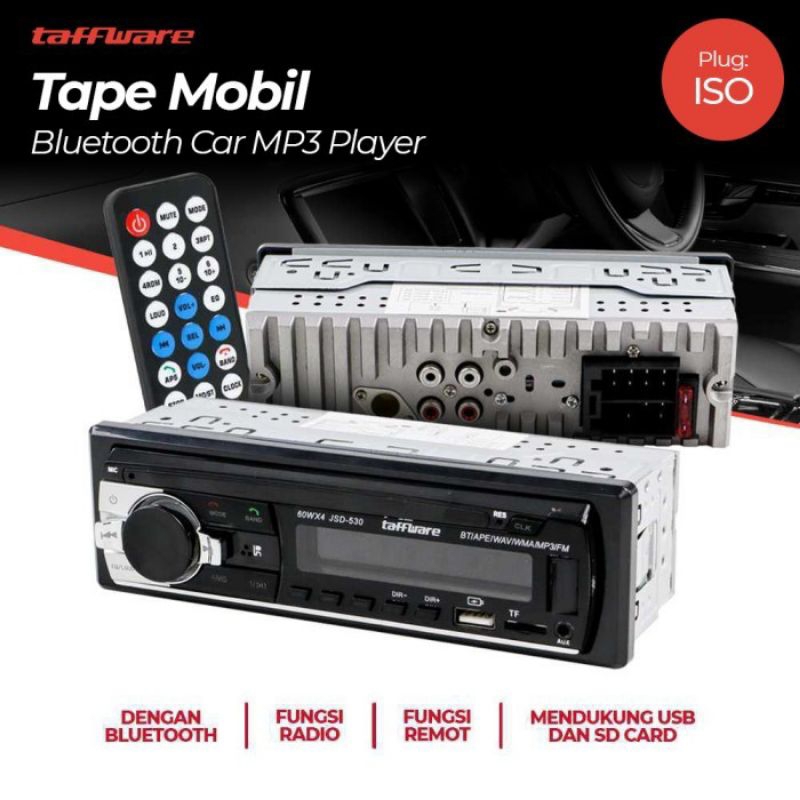 Jual Tape Mobil Bluetooth Head Unit Single Din Multifungsi Mp Player Car Audio Taffware Jsd