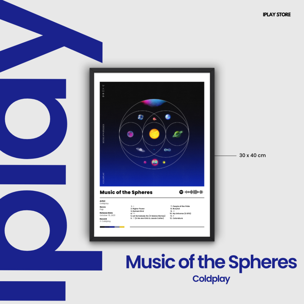 Jual Hiasan Dinding Frame Music Album: Coldplay - Music of the Spheres ...