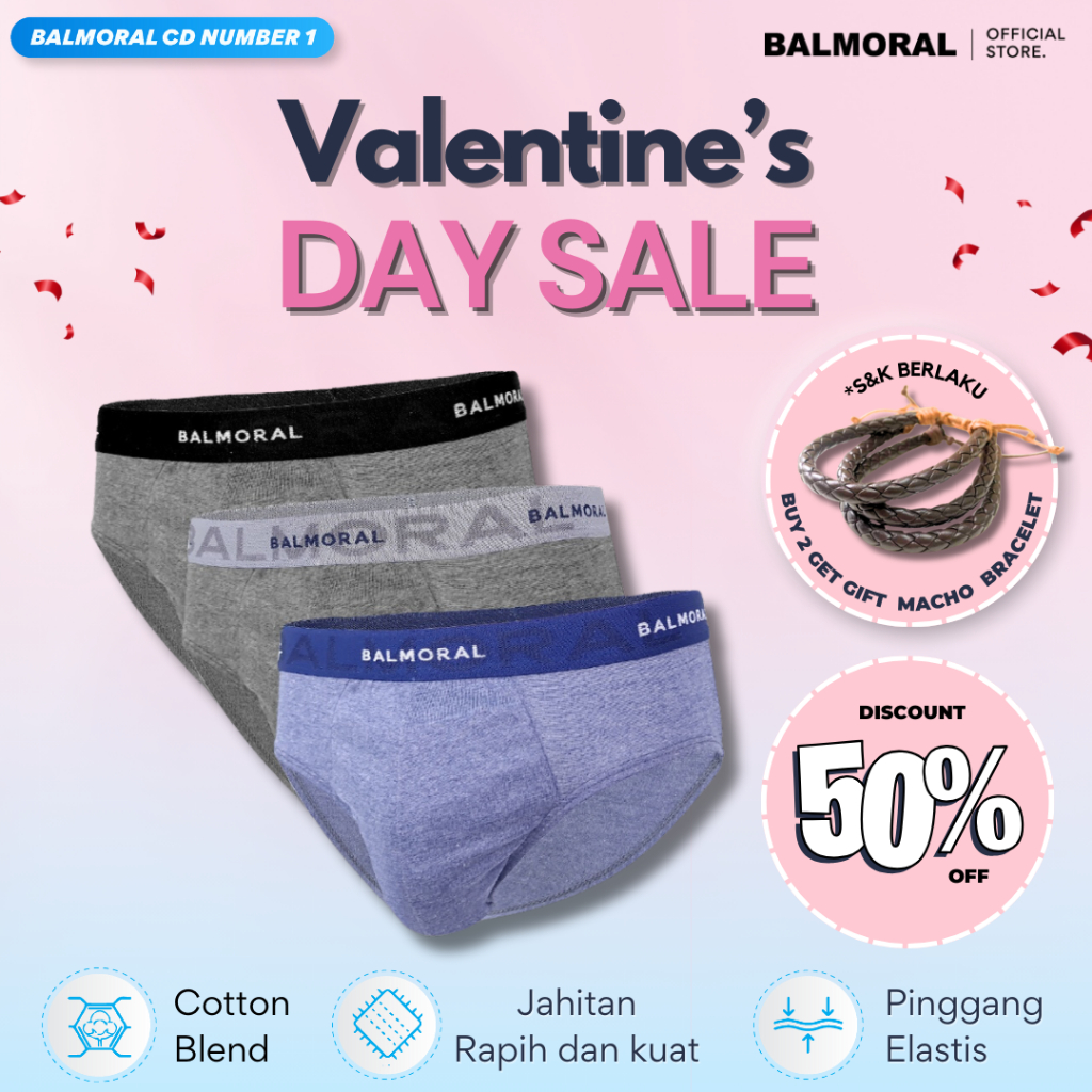 Jual BALMORAL Daily Celana Dalam Pria 3 Pcs Cotton Blend Underwear Men