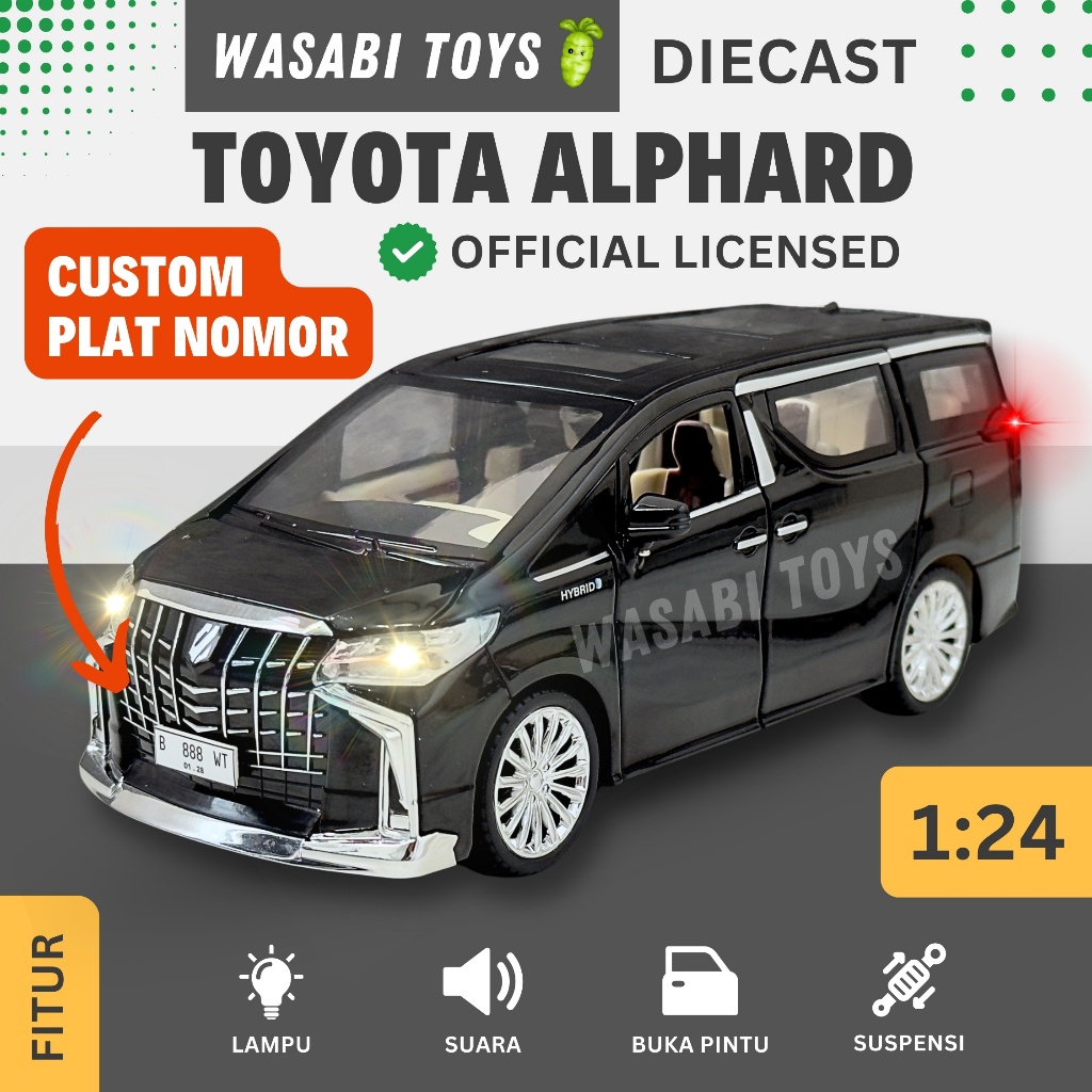 Jual Miniatur Diecast 1:24 Toyota Alphard CUSTOM PLAT Nomor (Fitur ...
