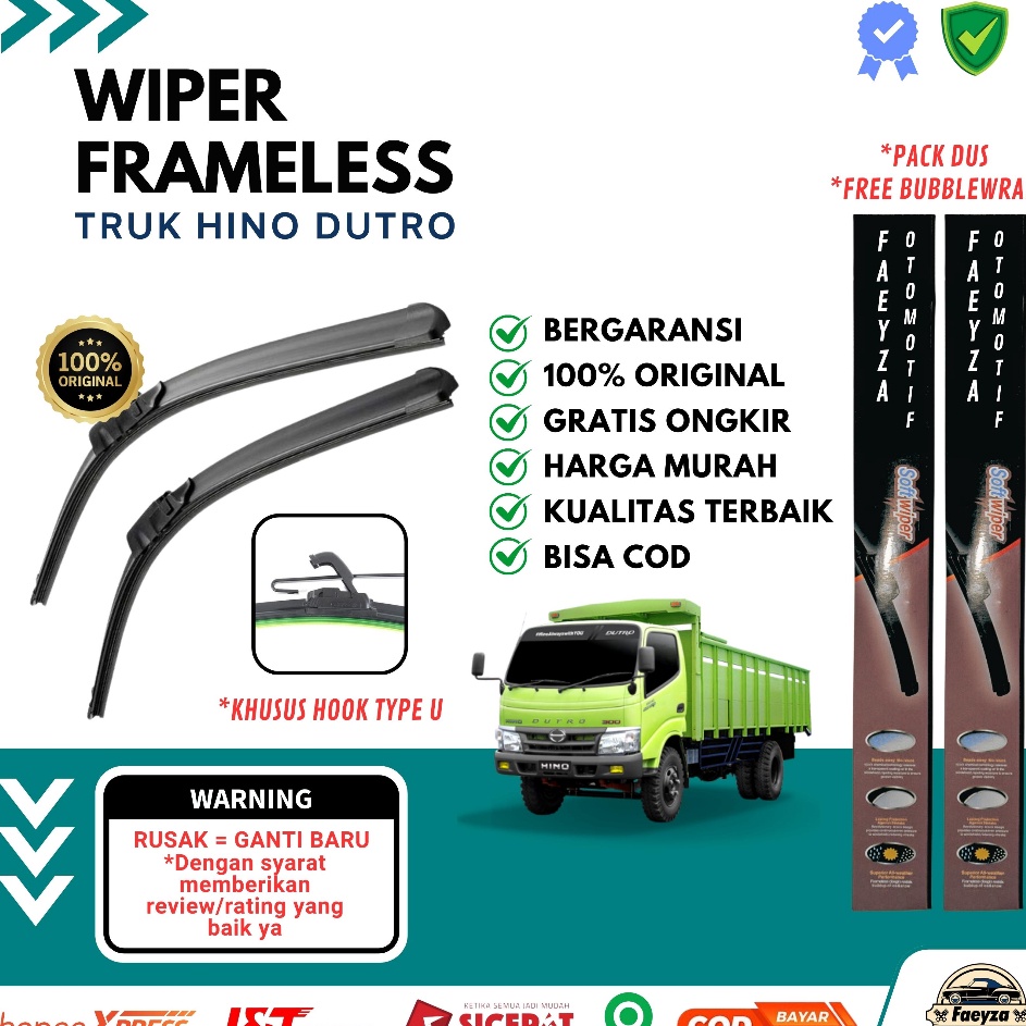 Jual Pmb Wiper Frameless Truk Hino Dutro Set Wiper Kaca Mobil Frameless Murah Truk Hino Dutro