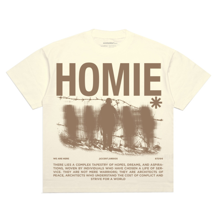 Jual AccentAmbios Boxy fit Kaos Oversized Tshirt Homie Cream Pria dan