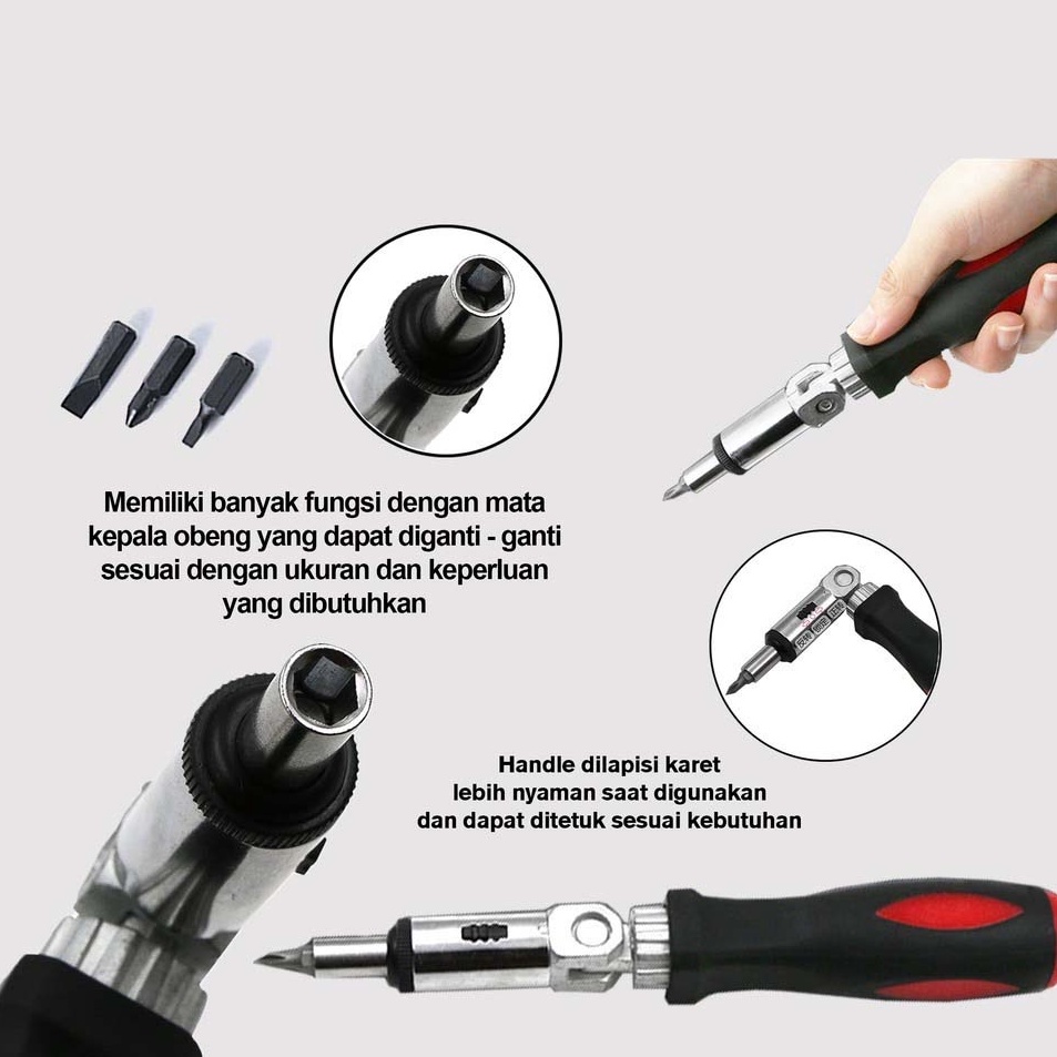 Jual MRs Kepala Obeng Ratchet Magnetic 14 Inch Hex 18 Derajat Obeng ...