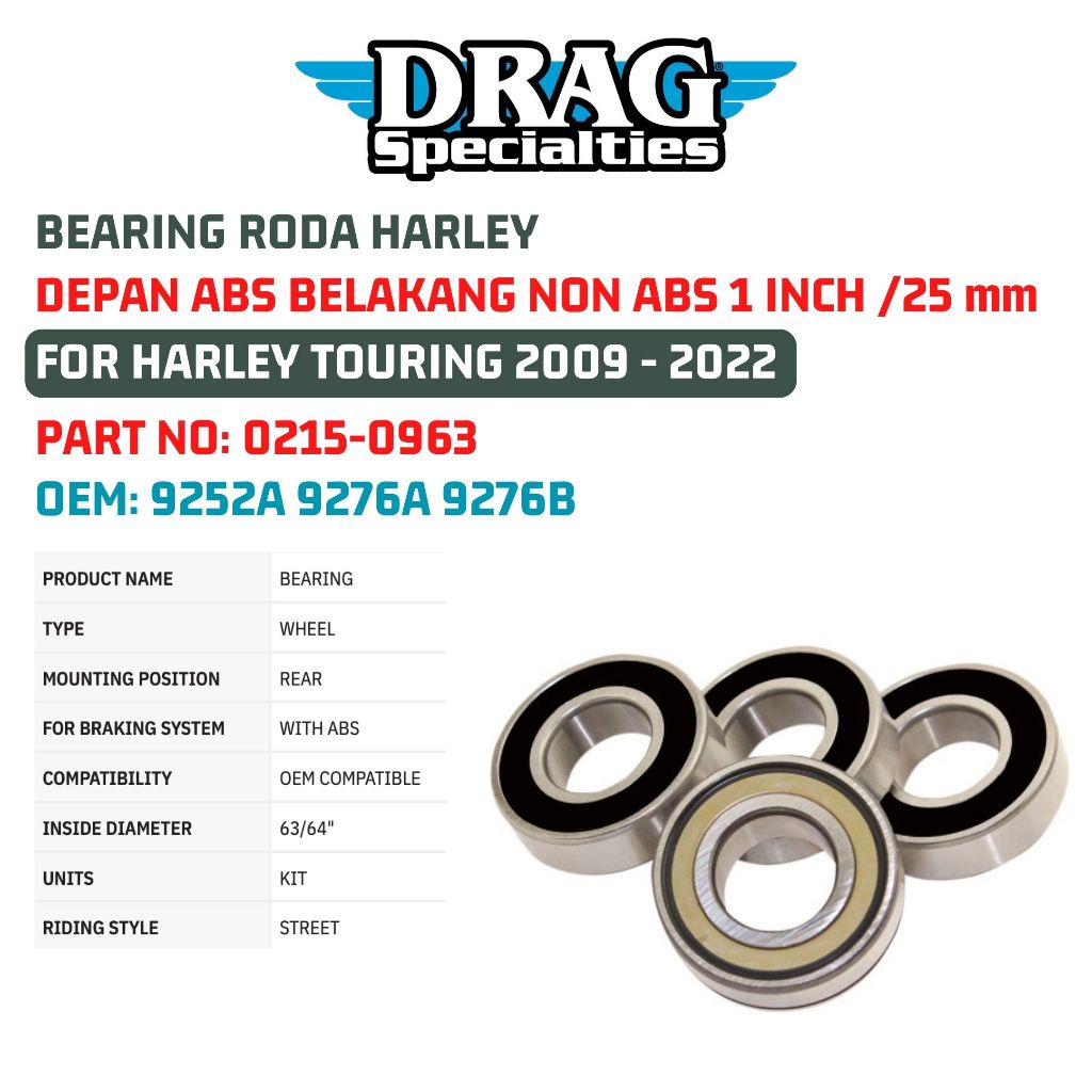 Jual BEARING RODA HARLEY DEPAN ABS BELAKANG NON ABS 1 INCH / 25 mm FOR ...