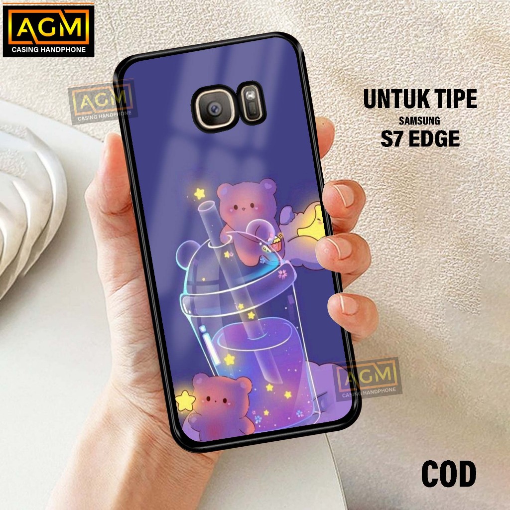 Case Samsung SAM S7 Edge New Case Glossy casing Hp Samsung S7 Edge [Motif  BOBA] AGM Case softcase glass kesing handphone Samsung S7 Edge paling