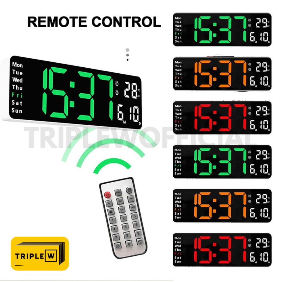 Jual Triple W Jam Dinding Digital Smart Alarm LED Digital Clock ...