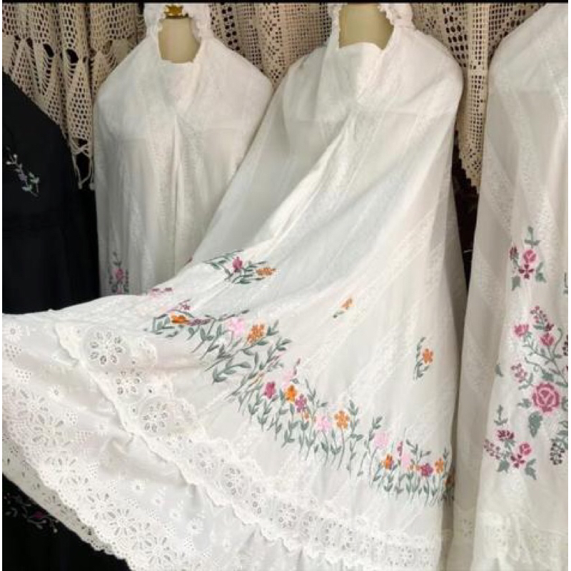 mukena katun paris bordir melati