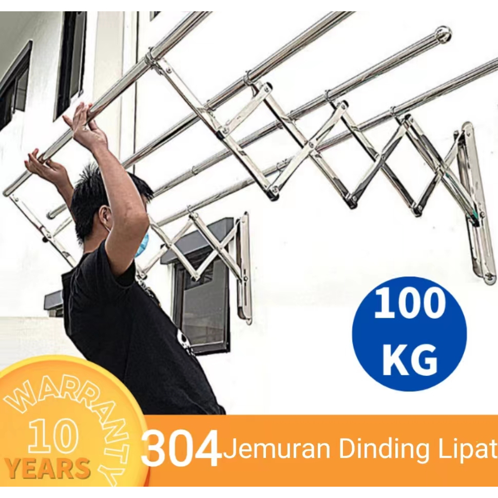 Jual SUS 304 Jemuran Dinding Lipat Stainless 200CM/Rak Jemuran Pakaian ...