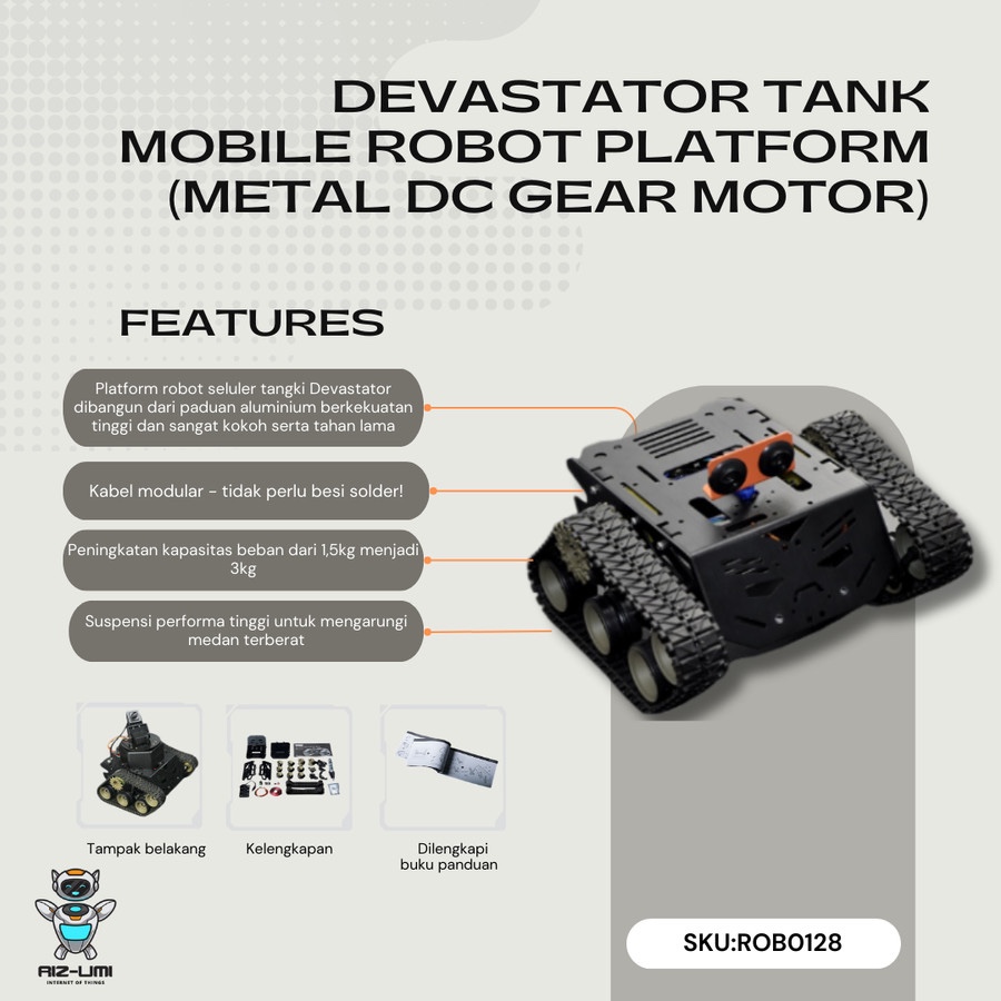 Jual DFRobot Devastator Tank Mobile Robot Platform (Metal DC Gear Motor ...