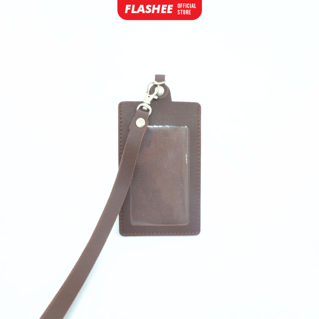 Jual Flashee Name Tag Kulit Id Card Kulit Holder Kancing Dean Lanyard ...