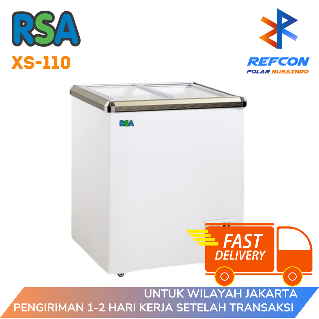 Jual Sliding Flat Glass Freezer RSA XS 110 / XS110 [110 Liter] | Shopee ...