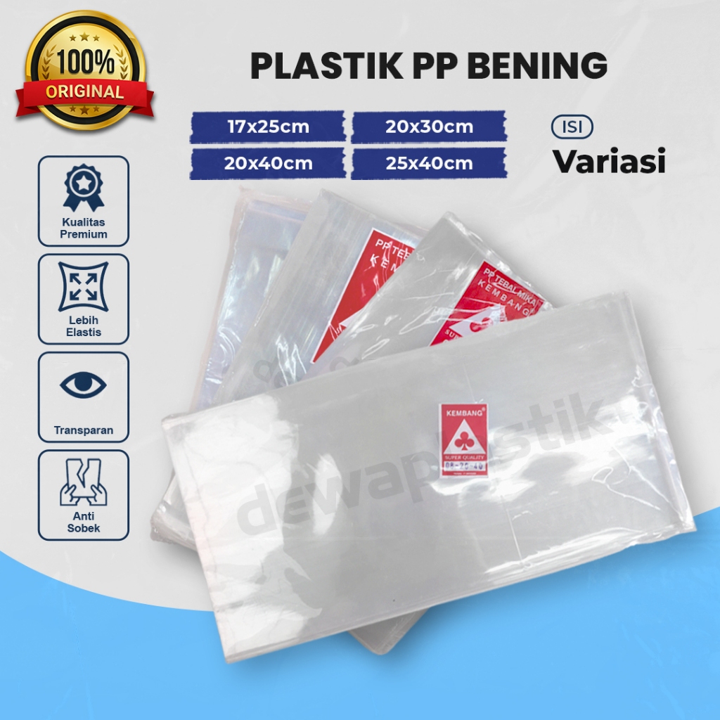 Jual Plastik Pp Bening Tebal 08 Polos 500gr Ukuran 17x25 20x30 20x40 25x40 1pack Isi 63 46 3437