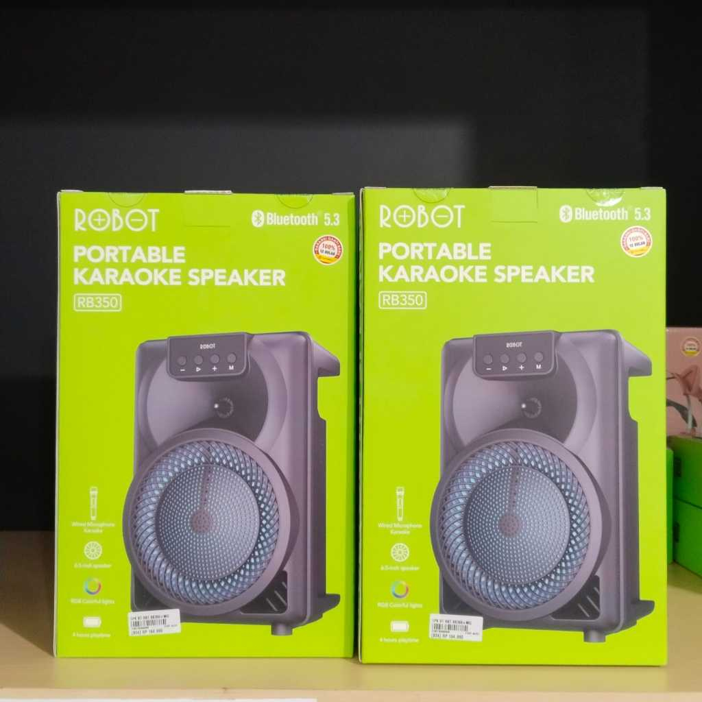 Jual Speaker Bluetooth karaoke Robot RB350 + Microphone RGB 6,5 Inch ...