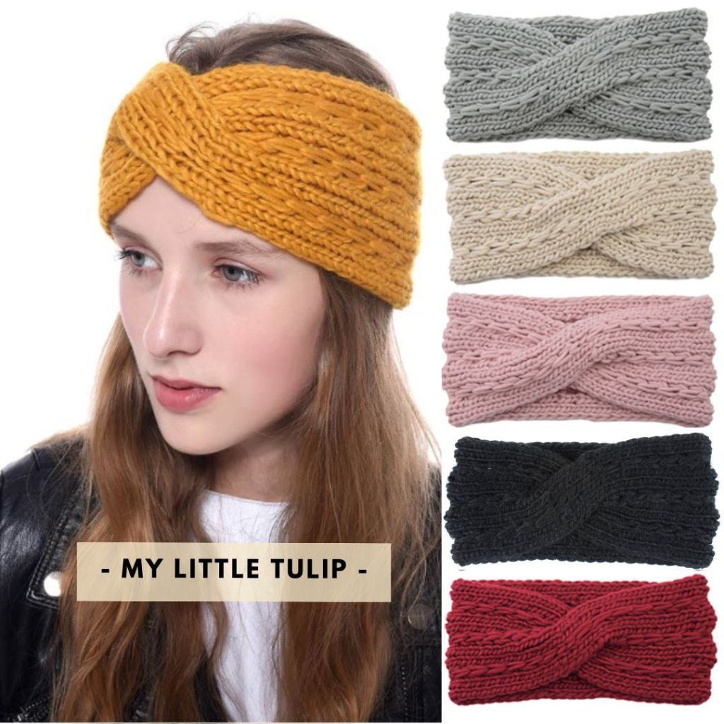 Jual Bandana Lebar Rajut / Headband Winter Cewek / Headband Knitted ...