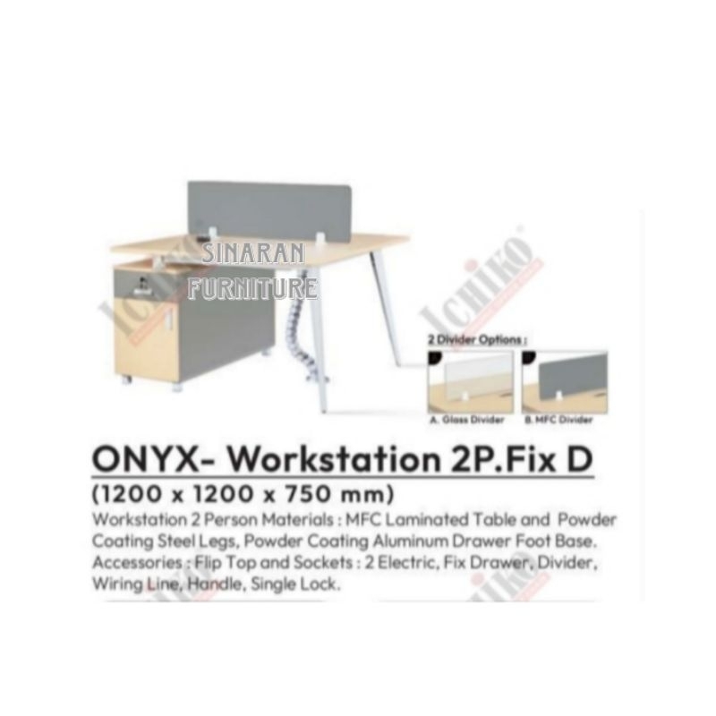 Jual MEJA KANTOR PARTISI ICHIKO ONYX WORKSTATION 2P FIX-D MEJA KERJA ...