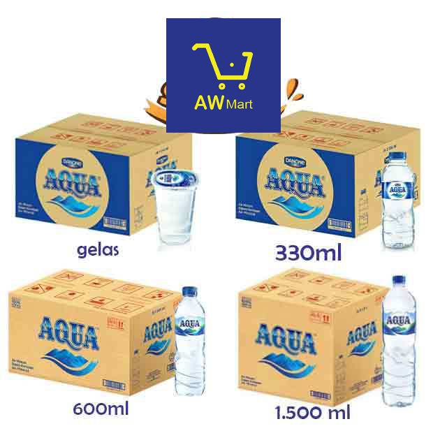 Jual 1 DUS AQUA BOTOL & AQUA GELAS 330ML 600ML 1500ML 200ML Shopee