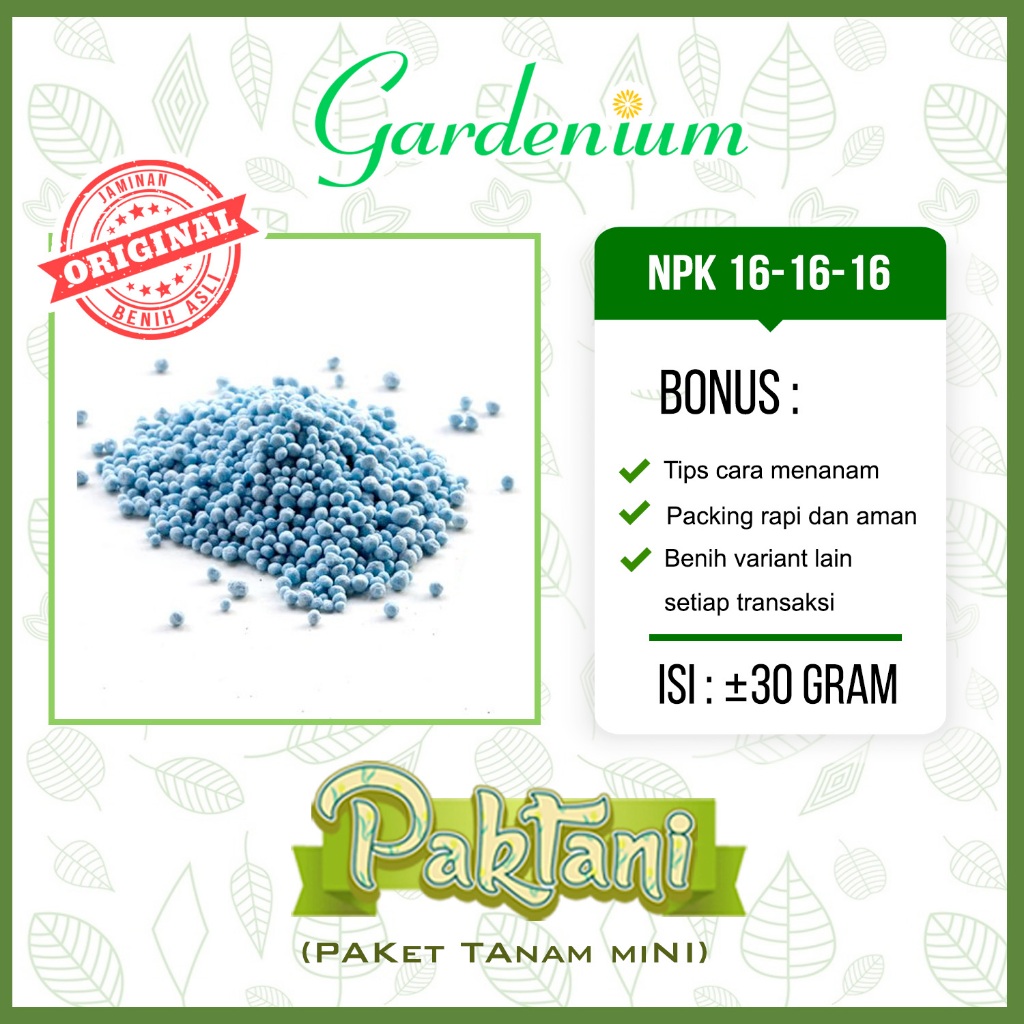 Pupuk NPK 16-16-16 Asli Nutrisi Pertumbuhan Tanaman Sayuran Dan Buah Repack 30 gram