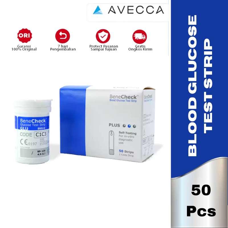Jual Benecheck Plus Blood Glucose Test Strip 50'S / Strip Gula Darah ...