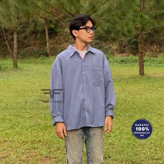 RoomFazza Kemeja Oversize Pria Polos Semiwool