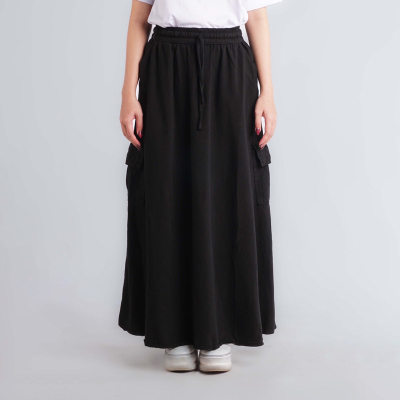Jual DLINE Rok Jeans Cargo Panjang Wanita Long Skirt Maxi Cargo Denim ...