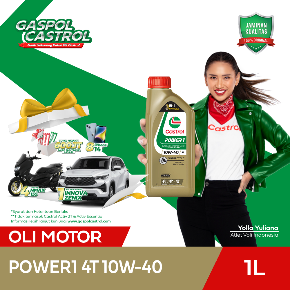 Jual Oli Mesin Motor Castrol POWER1 4T 10W-40 (1L) | Shopee Indonesia