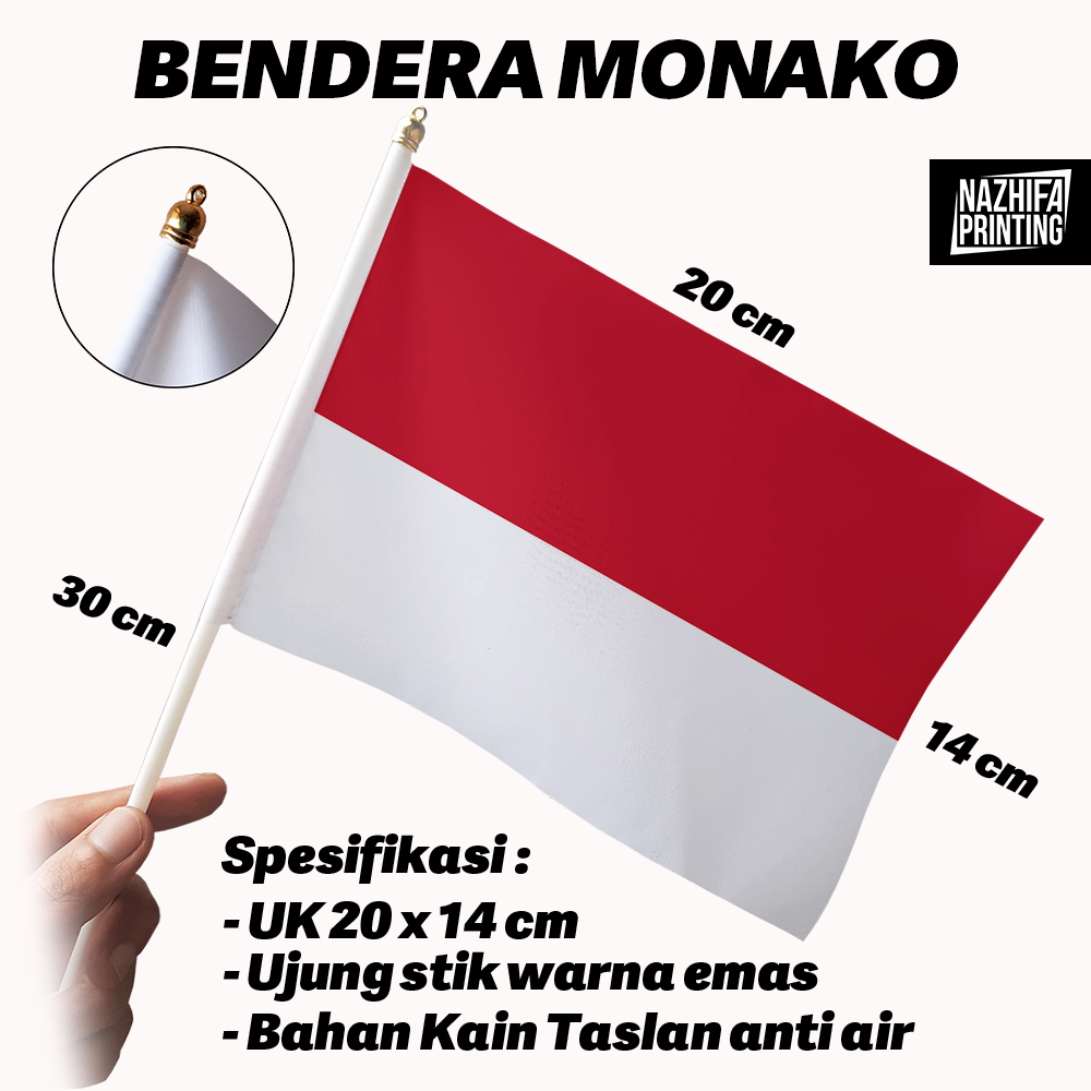 Jual Bendera Tangan Negara Monako Monaco - Bendera Stik Pawai Mini ...