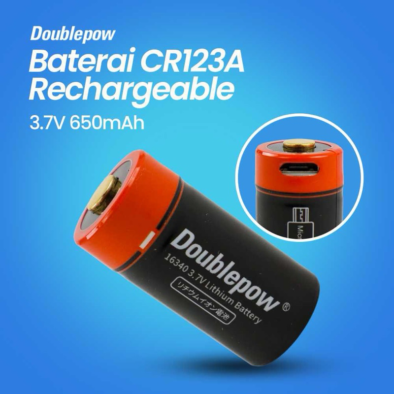 Jual Doublepow Baterai Rechargeable CR123A Li-Ion 3.7V 650mAh 1 PCS ...