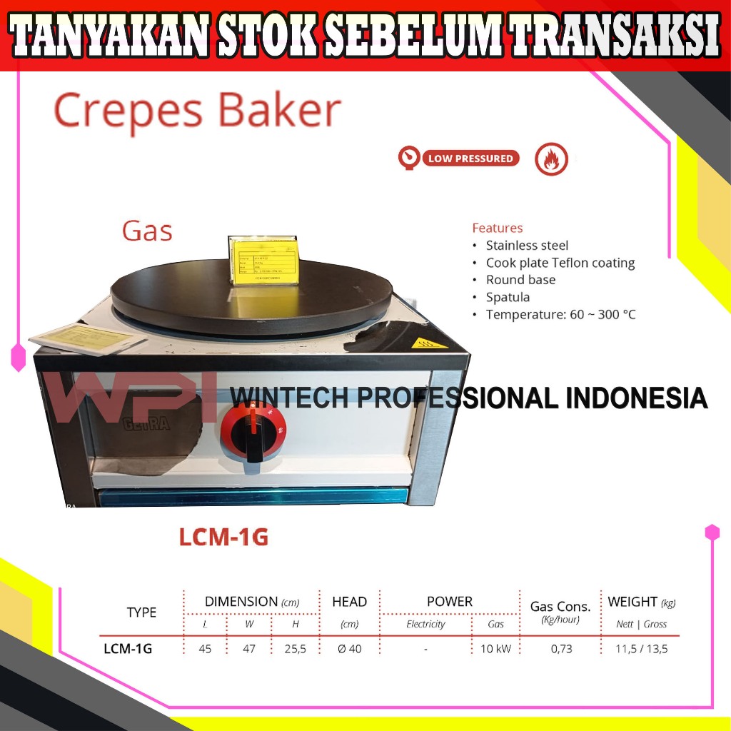 Jual Getra Lcm G Gas Crepes Baker Mesin Gas Pembuat Crepes Mesin Crepes Maker Diameter