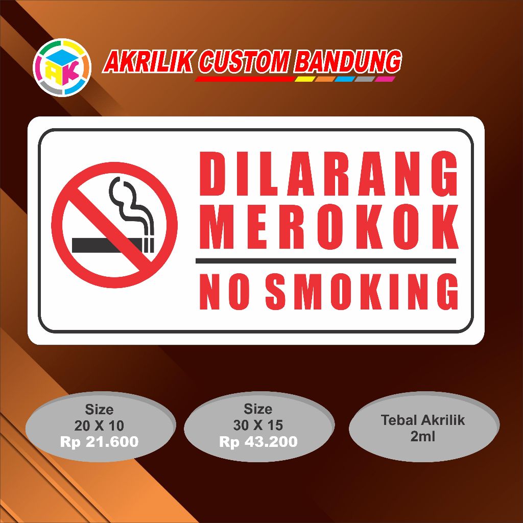 Jual Acrylic Dilarang Merokok Tipe Akrilik Transparant Sticker Miror Anti Air Signage Shopee