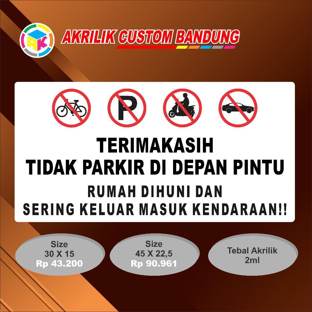 Jual Akrilik Sign Dilarang Parkir Tipe 9 Acrylic Signage Sticker Signboard Shopee Indonesia