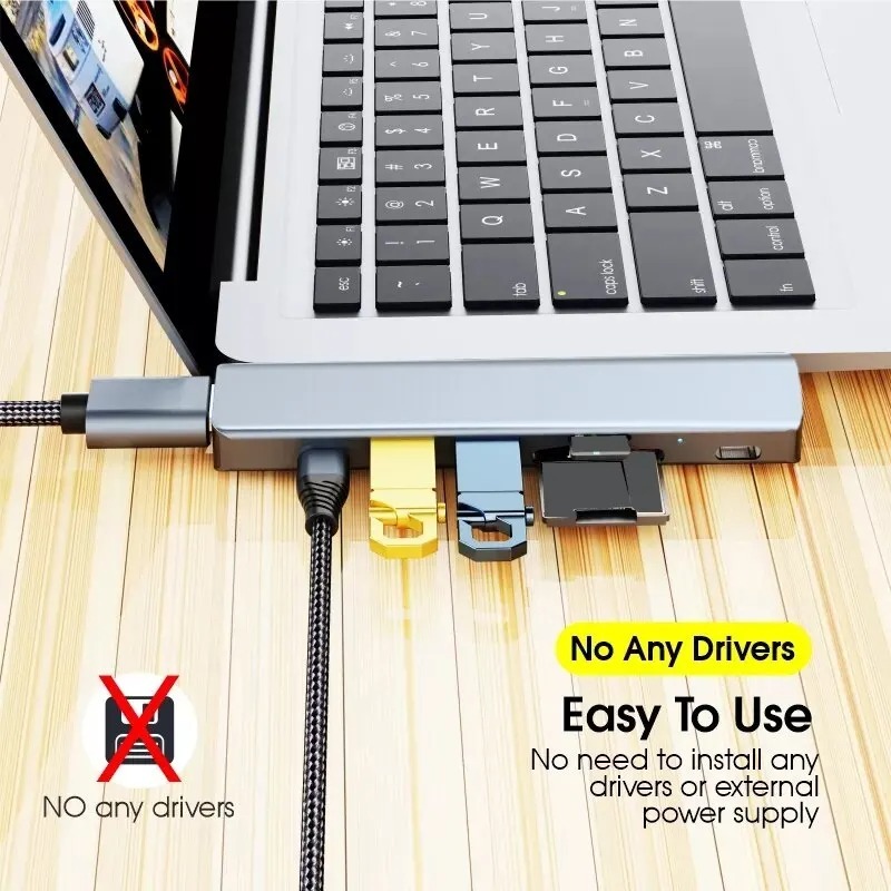 Jual USB Hub Type C Macbook 7 in 1 USB Type C HDMI Micro SD PD - BL7 ...
