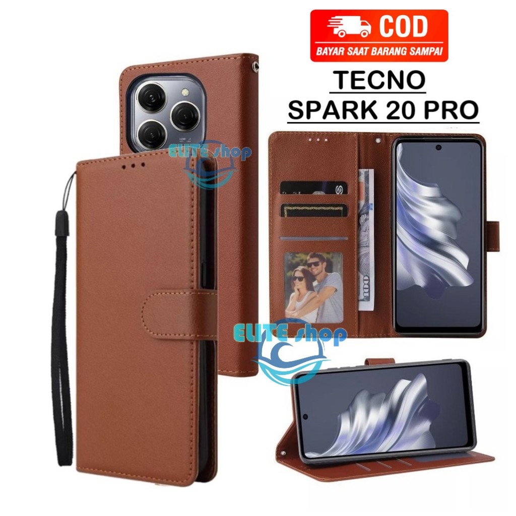 Jual TECNO SPARK 20 PRO FLIP COVER KULIT FLIP WALLET LEATHER-SARUNG ...