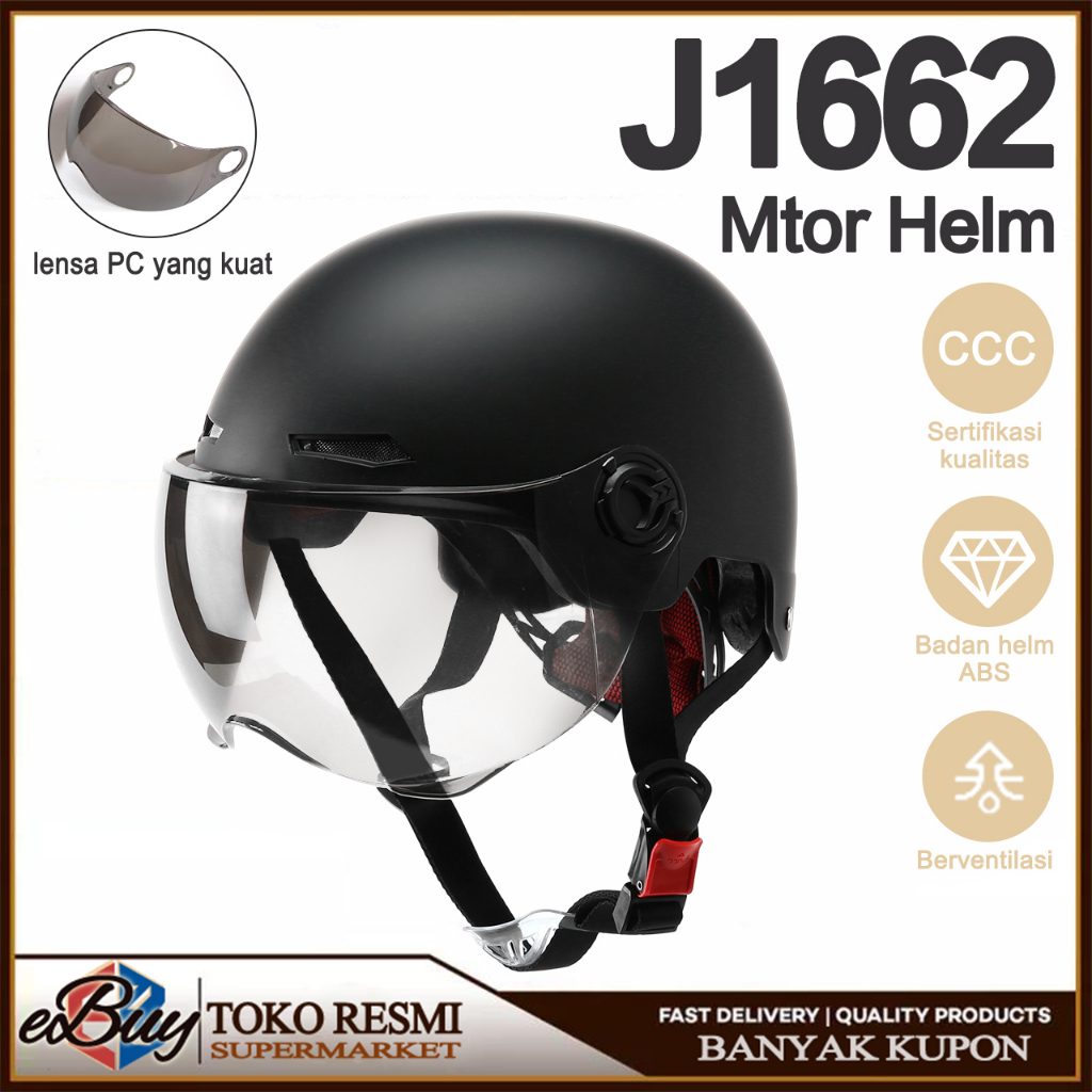 Jual Helm Half Face ABS Putih/Kuat dan kokoh motor helm/Sepeda skuter ...