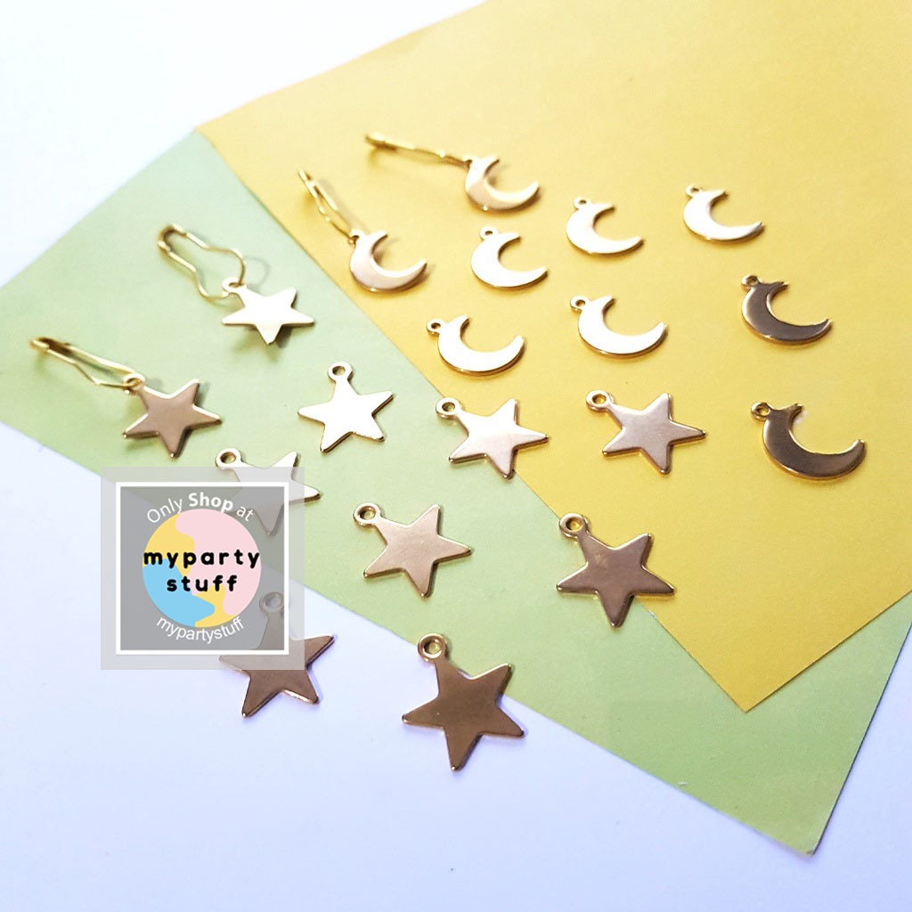 Jual Charm Alloy Enamel Epoxy Moon Star / Bandul Tag Liontin Bulan ...