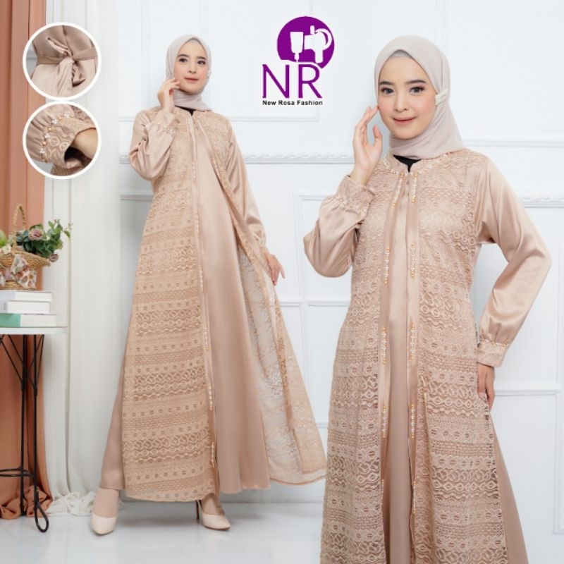Jual Sabyan Dress With Beads / Gamis Cantik Model Rompi Brukat With